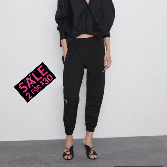 Zara Pants - Zara cargo pants - black XS